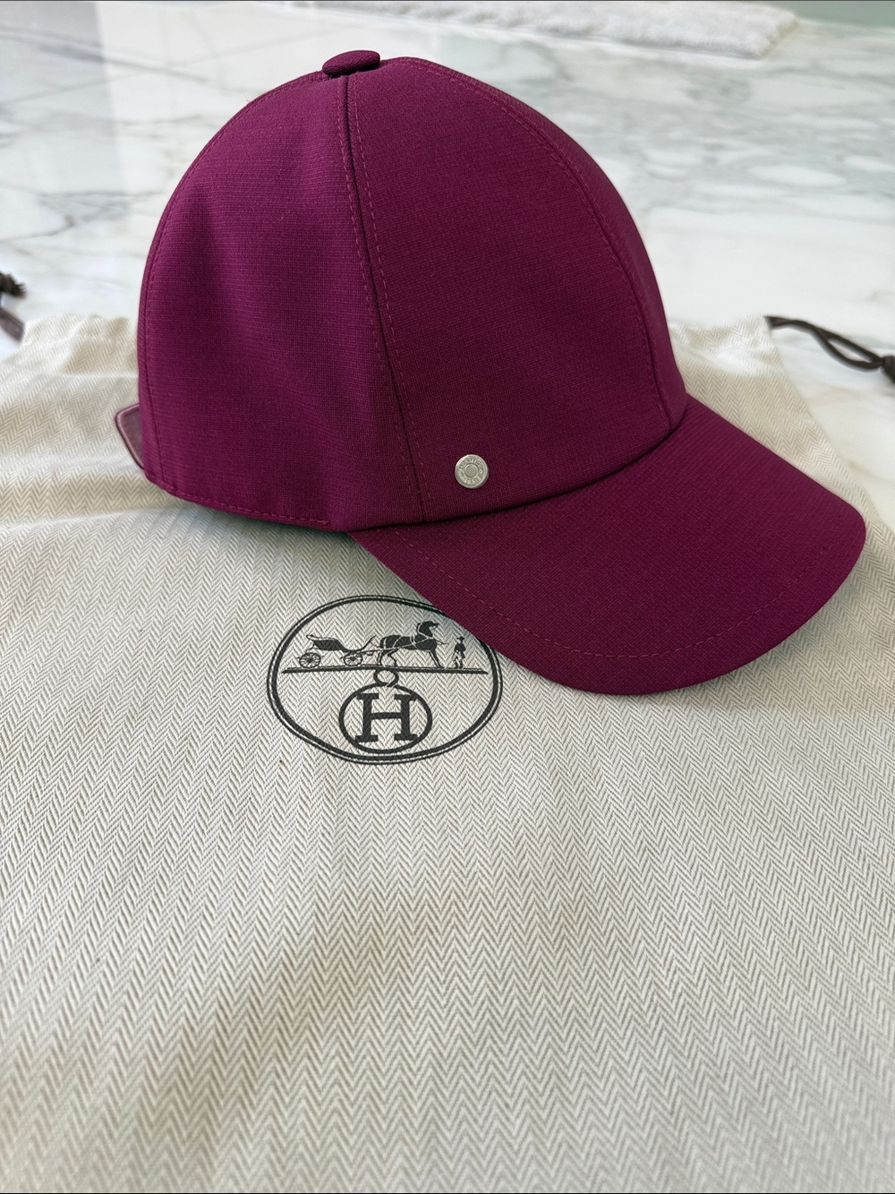 Hermes Aubergine Structured Baseball Cap